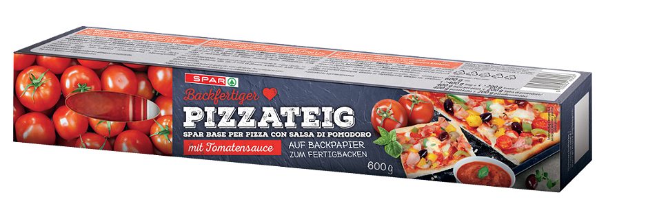 SPAR Backfertiger Pizzateig mit Tomatensauce 600 G
