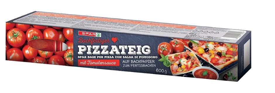 SPAR Backfertiger Pizzateig mit Tomatensauce 600 G