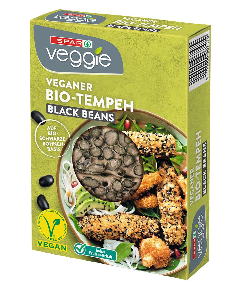 SPAR Veggie veganer Bio-Tempeh Black Beans 200 G