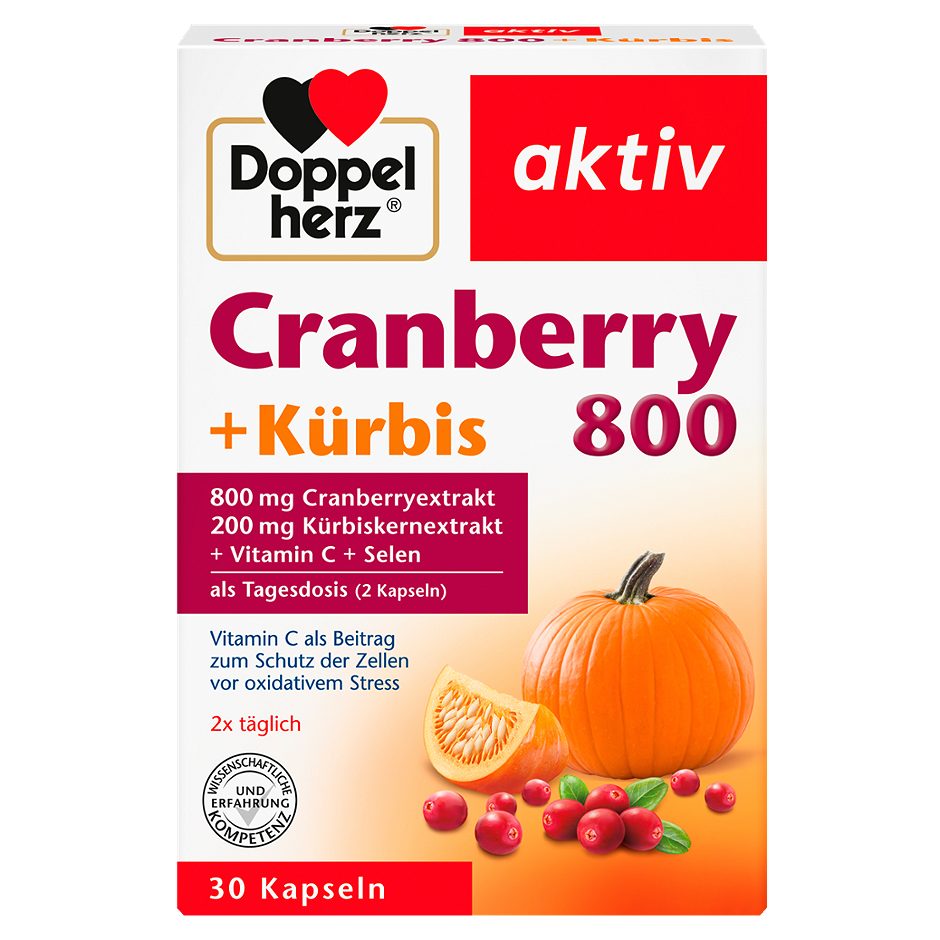 Doppelherz aktiv Cranberry 800 + Kürbis 30 Kapseln 53 G