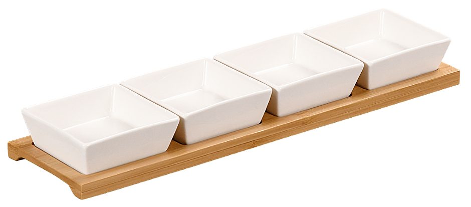 Kesper 4 Dippschalen mit einem Holzbrett