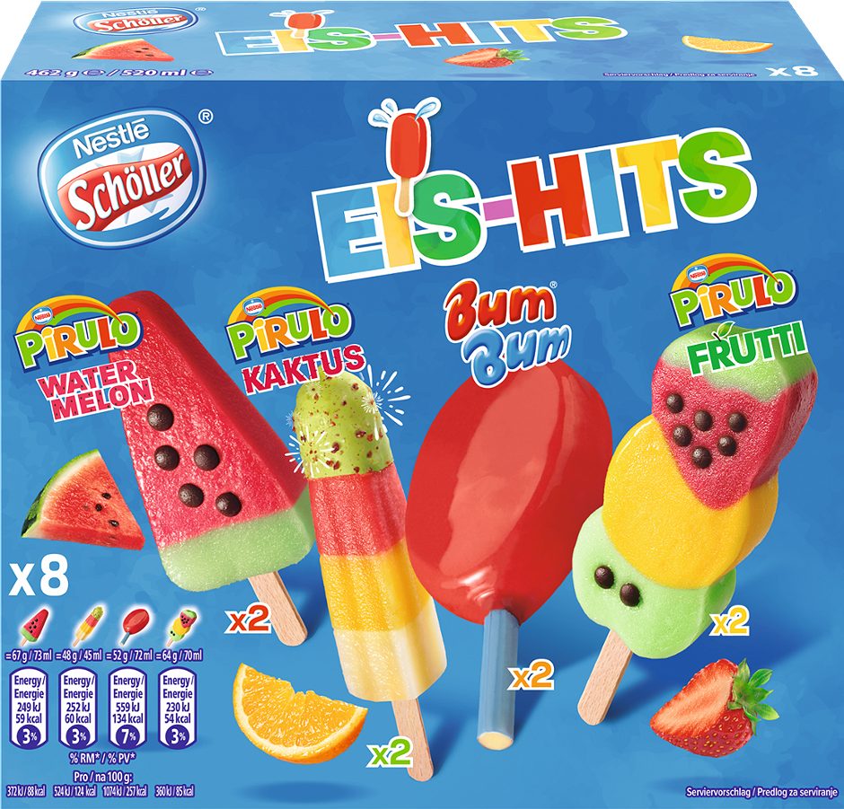 Pirulo Eis-Hits Katkuts, BumBum, Frutti 8 Stück 0,52 L