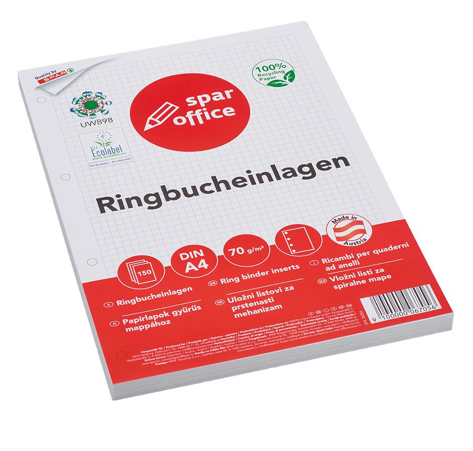 SPAR office Ringbucheinlagen A4 kariert 150 Blatt