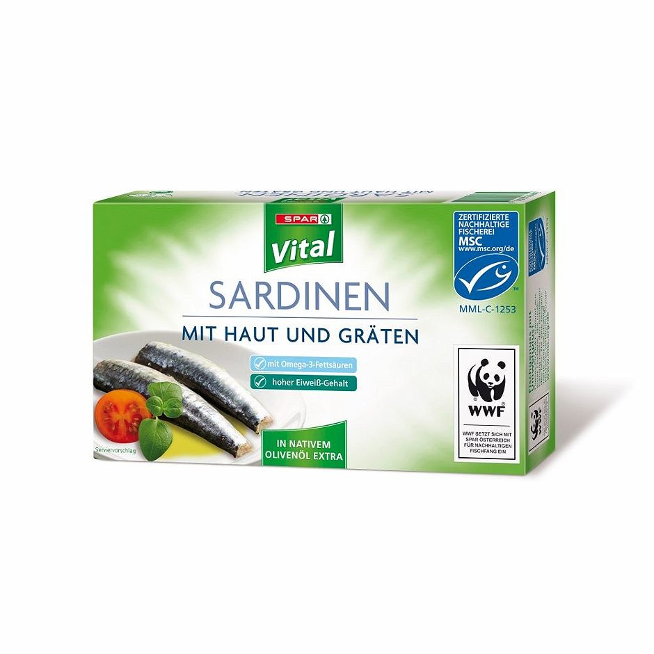 SPAR Vital MSC Sardinen in nativem Bio-Olivenöl extra 120 G