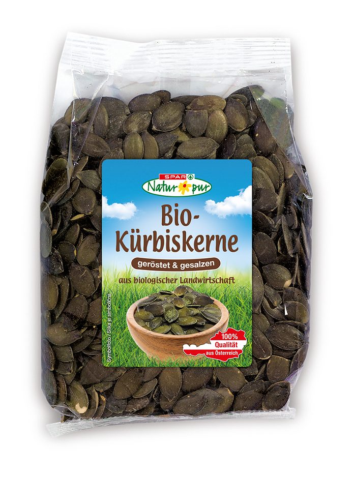 SPAR Natur*pur Bio-Kürbiskerne geröstet und gesalzen 200 G