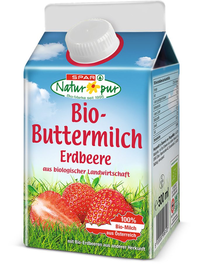 SPAR Natur*pur Bio-Buttermilch Erdbeere 0,5 L EINWEG ohne Pfand