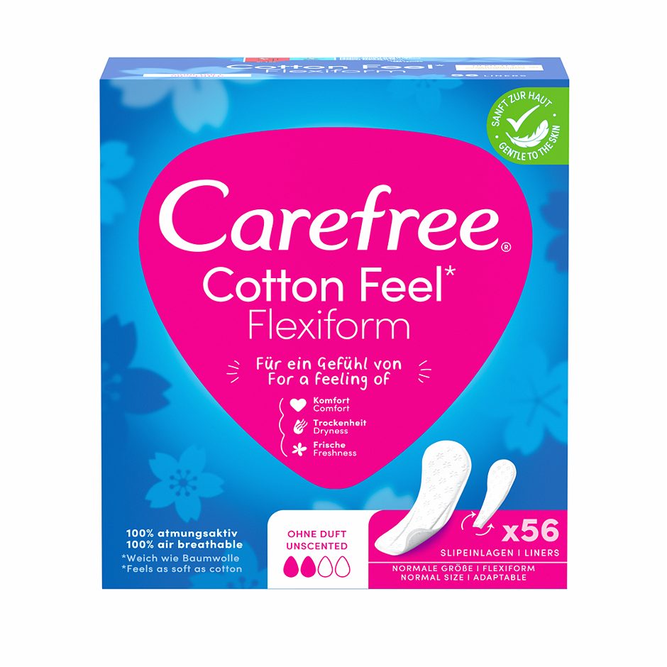Carefree Cotton Feel Flexiform Slipeinlagen normale Größe / ohne Duft 56 Stück
