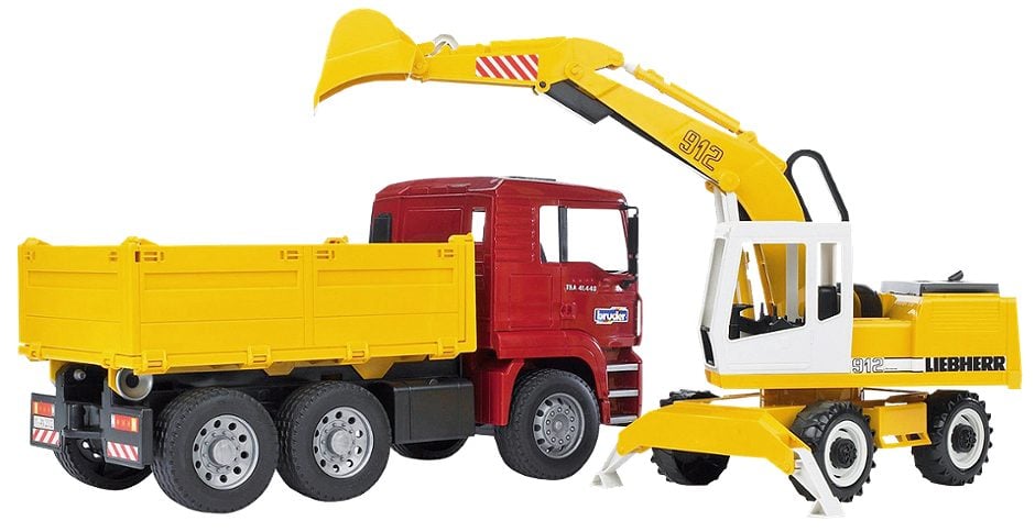 Bruder MAN Kipplaster und Liebherr Schaufelbagger