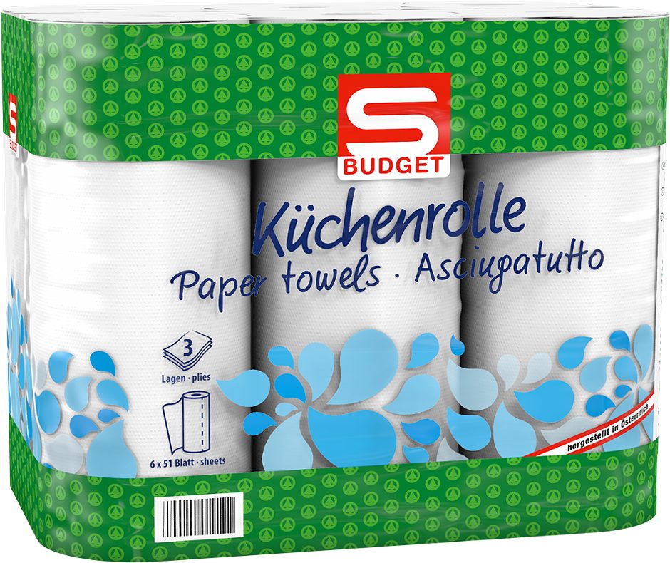 S-BUDGET Küchenrolle weiß 6 Rollen