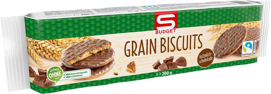 S-BUDGET Grain Biscuits Vollmilchschokolade 200 G