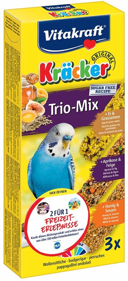 Vitakraft Kräcker für Wellensittiche Trio Mix 3 Stück 80 G