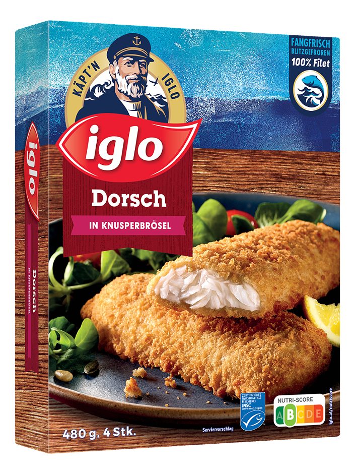 Iglo Käpt'n Iglo MSC Dorsch in Knusperbrösel 4 Stück 480 G