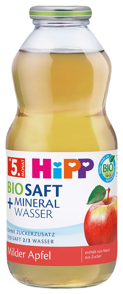 Hipp Bio Saft + Mineralwasser Milder Apfel 0,5 L EINWEG ohne Pfand