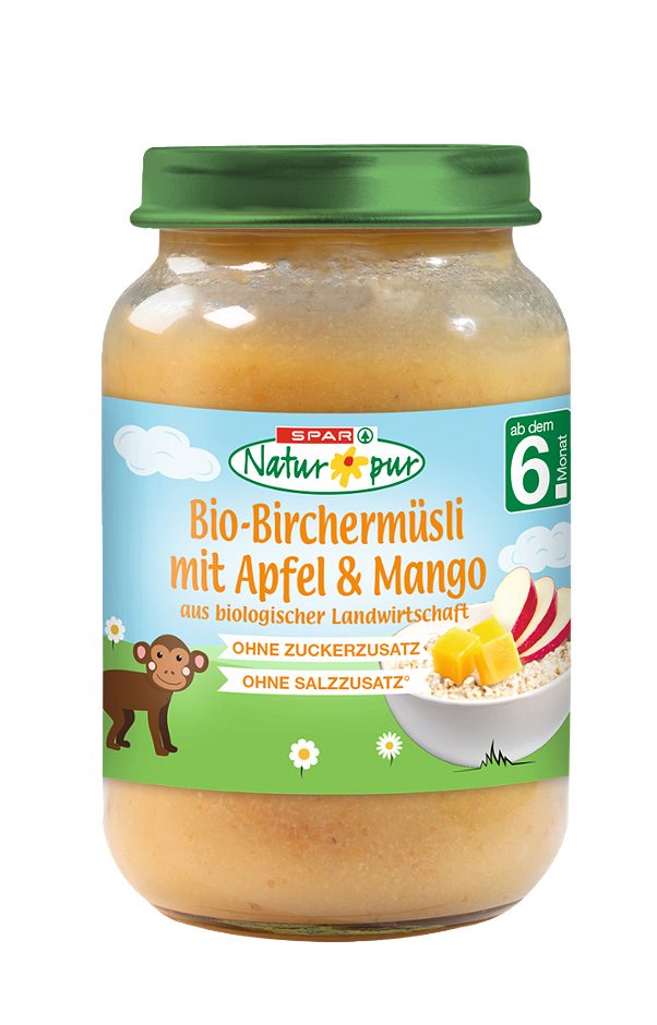 SPAR Natur*pur Bio-Birchermüsli mit Apfel & Mango 190 G