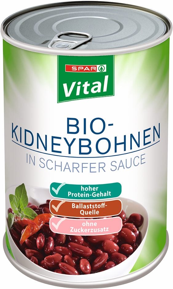 SPAR Vital Bio-Kidneybohnen in scharfer Sauce 240 G