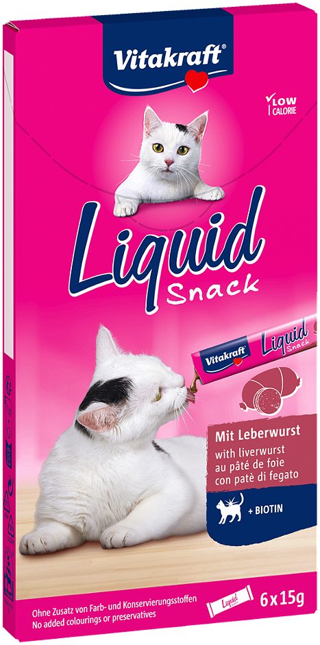 Vitakraft Cat Liquid-Snack Katzensnack Leberwurst 6 Stück 90 G
