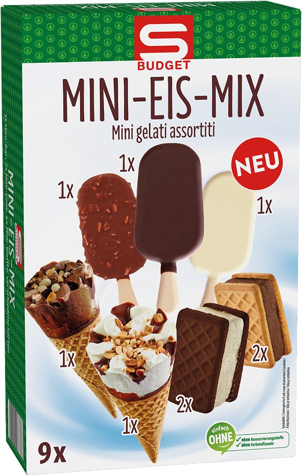 S-BUDGET Mini-Eis-Mix 9 Stück 0,5 L