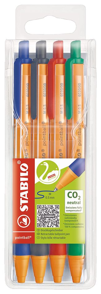 STABILO Kugelschreiber pointball 4 Farben