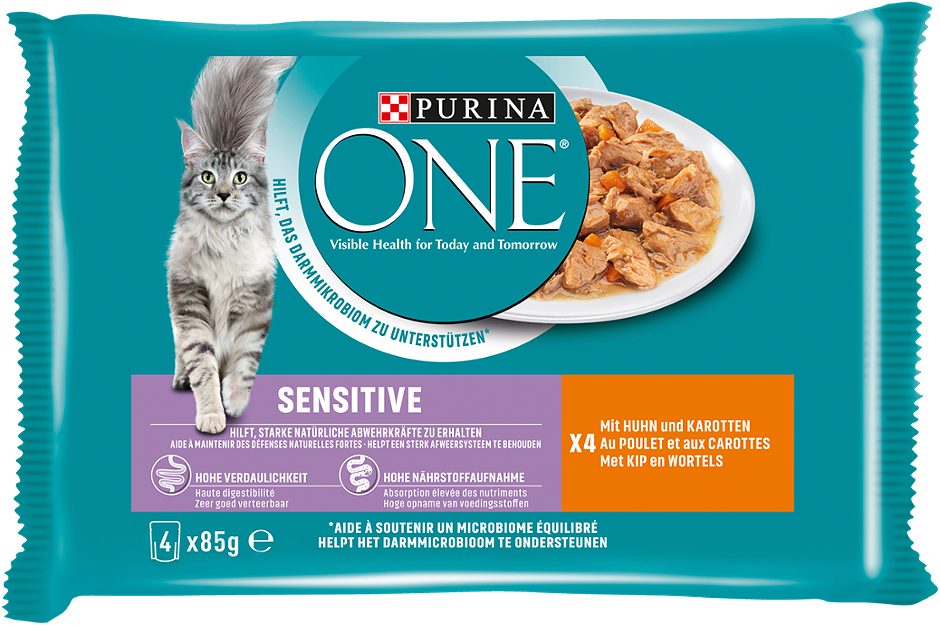 Purina One Sensitive Katzennahrung Huhn 4x85g 340 G