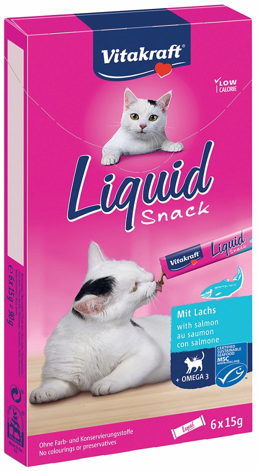 Vitakraft Cat Liquid-Snack Katzensnack Lachs 6 Stück 90 G