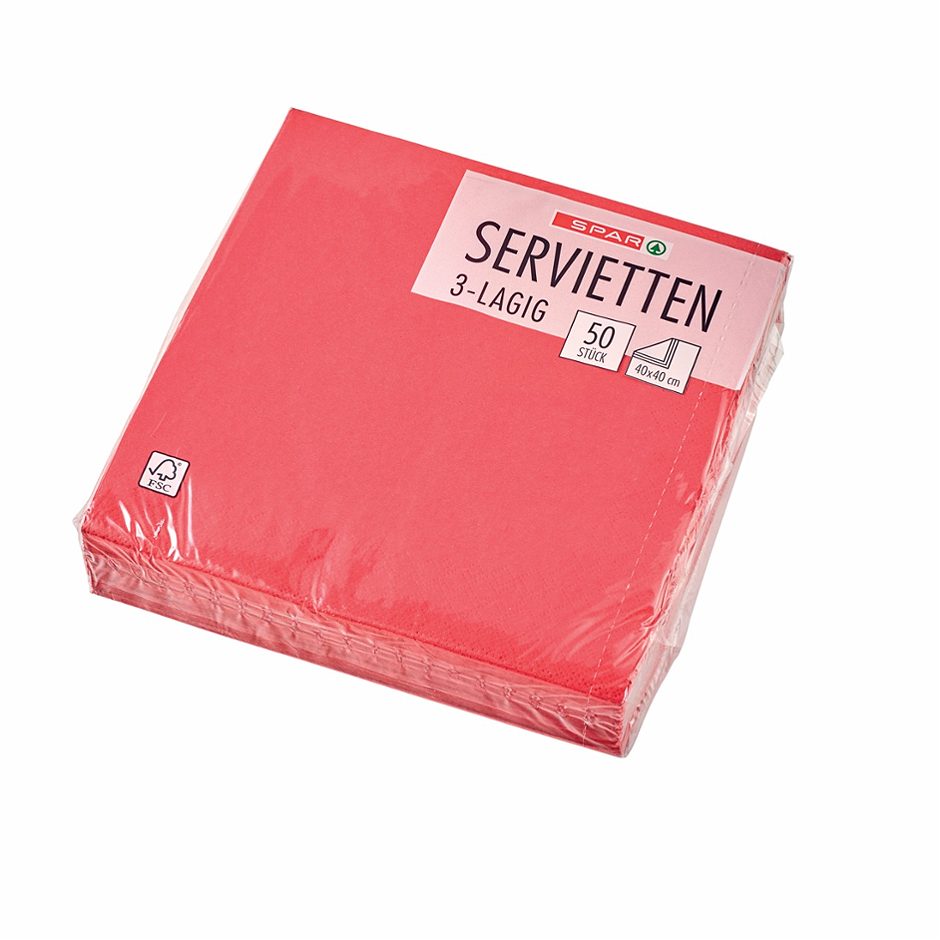 SPAR Servietten 40x40cm 3-lagig / 40x40 cm / rot 50 Stück