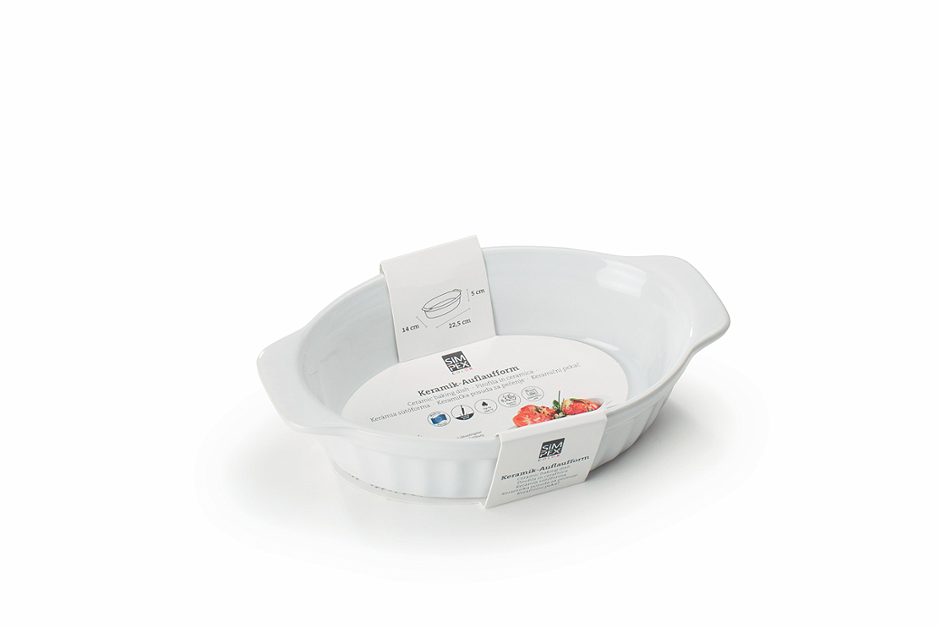 SIMPEX COLOR Auflaufform S Oval Keramik weiss 22,5 x 14 x 5 cm