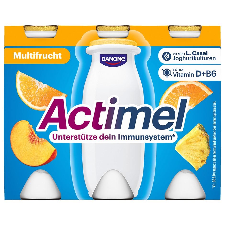 Danone Actimel Joghurt Drink Multifrucht 6x100g 600 G EINWEG ohne Pfand