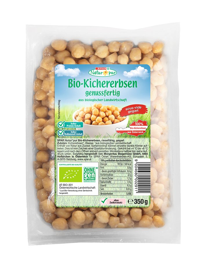 SPAR Natur*pur Bio-Kichererbsen genussfertig 350 G