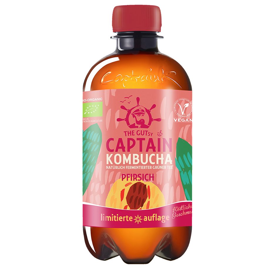 The GUTsy Captain Kombucha Pfirsich 400 ML EINWEG mit Pfand