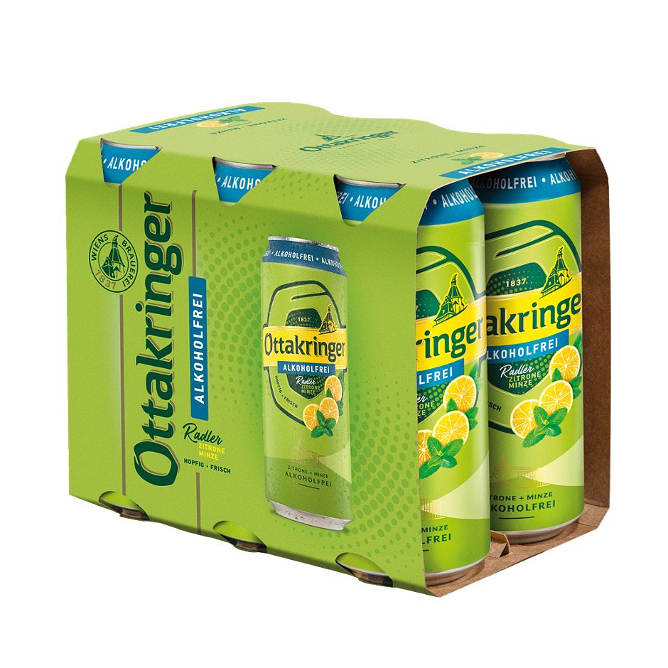 Ottakringer Radler alkoholfrei Zitrone Minze 6x0,5l 3.000 ML EINWEG mit Pfand