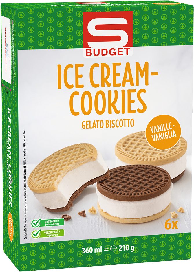 S-BUDGET Ice Cream-Cookies Vanille 6 Stück 360 ML
