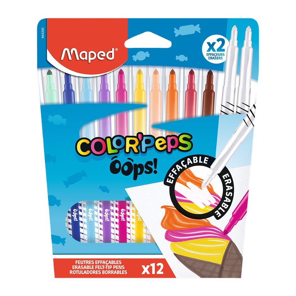 Maped Fasermaler radierbar 12 Farben