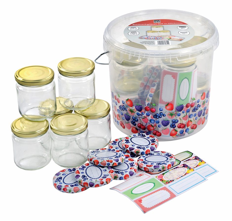 SIMPEX BASIC Eimer mit 10 Marmeladegläser 212 ml