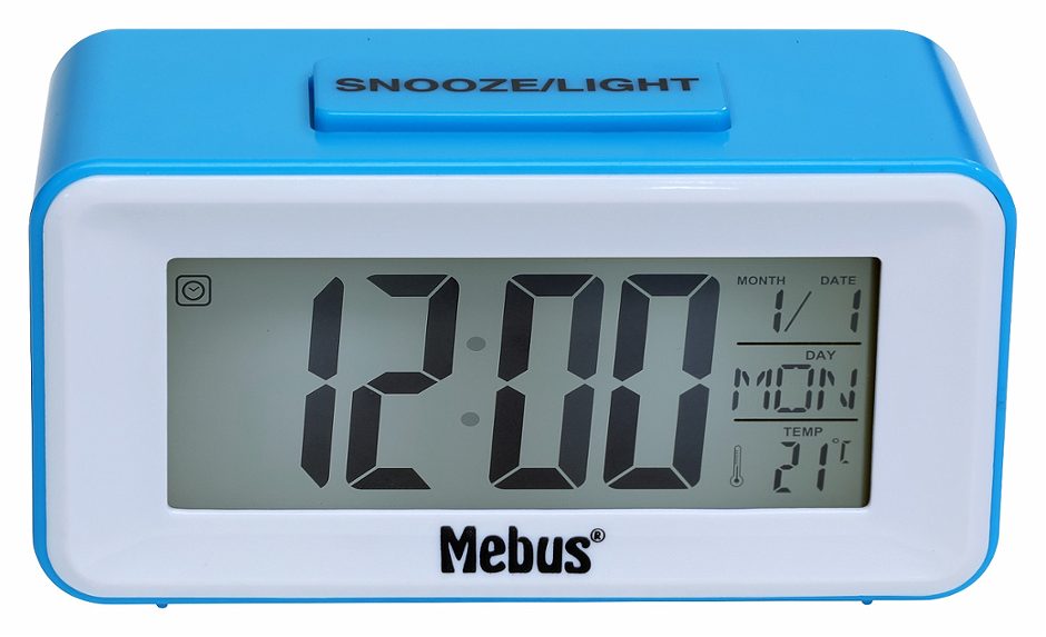 Mebus Quarz-Kinderwecker mit Sticker blau