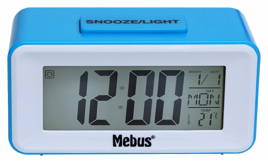 Mebus Quarz-Kinderwecker mit Sticker blau