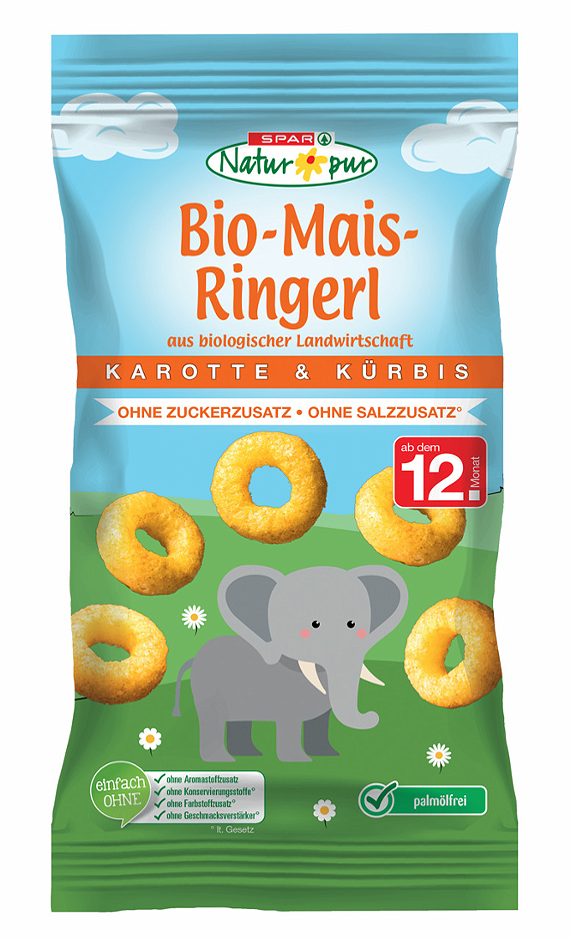 SPAR Natur*pur Bio-Mais-Ringerl Karotte & Kürbis 30 G