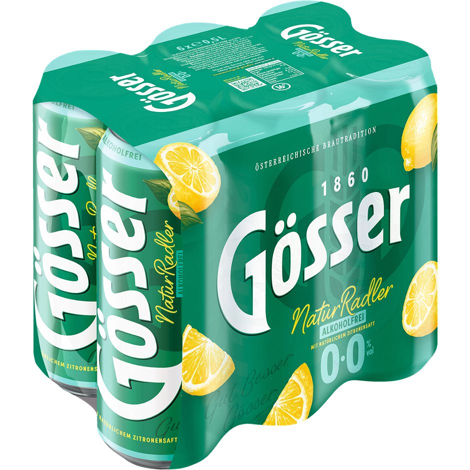 Gösser Naturradler Zitrone 0,0% alkoholfrei 6x0,5l 3.000 ML EINWEG mit Pfand