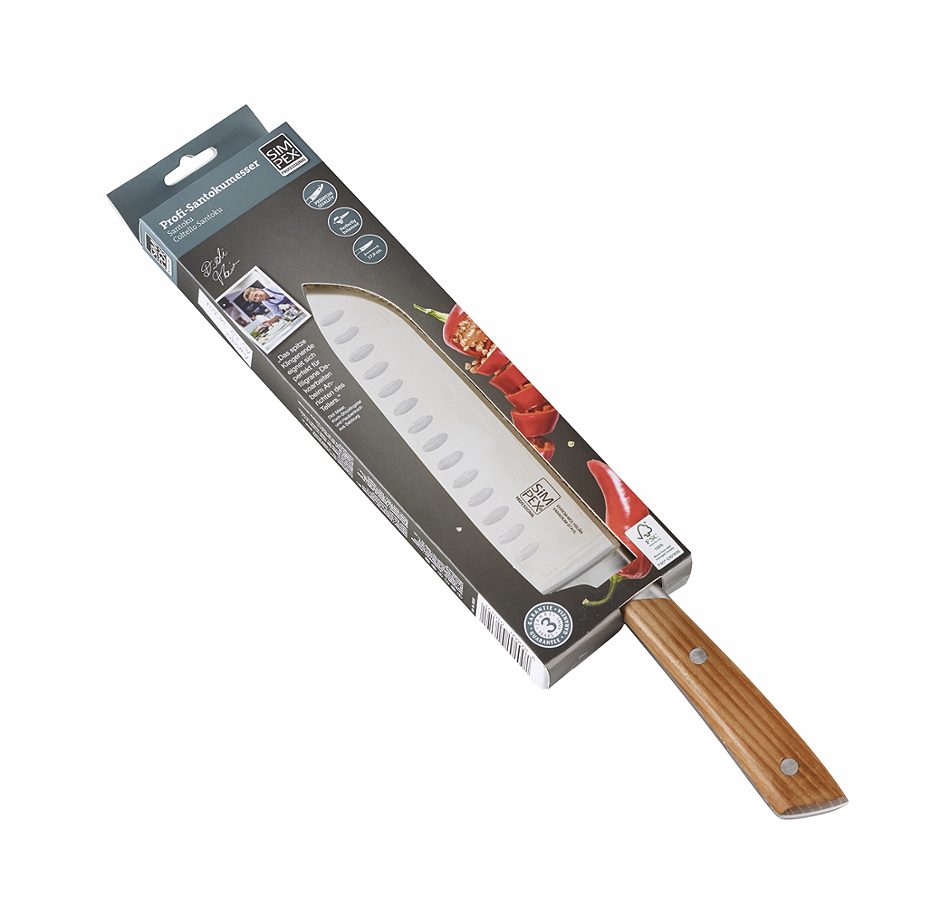 SIMPEX PROFESSIONAL Santokumesser mit Holzgriff 18 cm