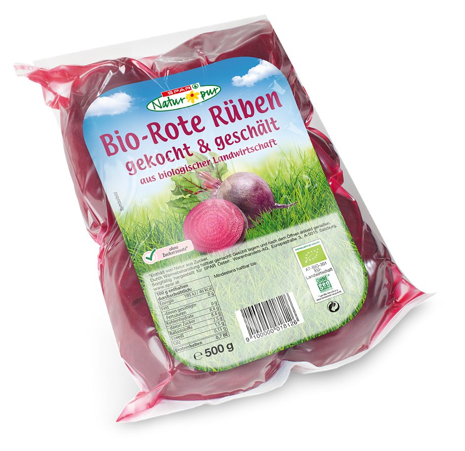 SPAR Natur*pur Bio-Rote Rüben Gekocht & geschält 500 G