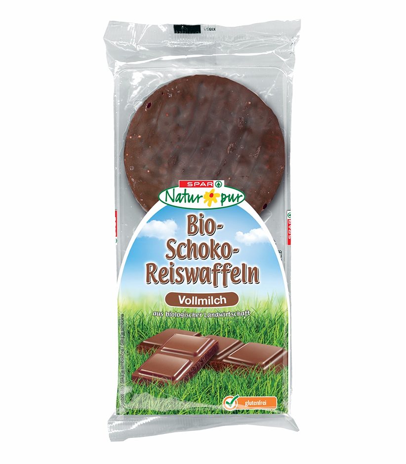 SPAR Natur*pur Bio-Schoko-Reiswaffeln Vollmilch 6 Stück 100 G