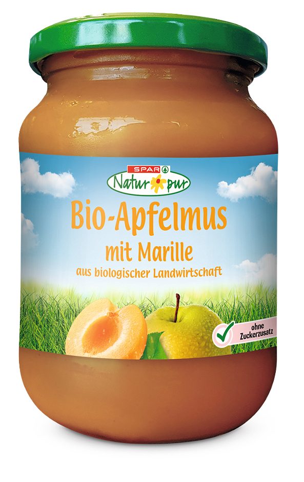 SPAR Natur*pur Bio-Apfelmus mit Marille 350 G