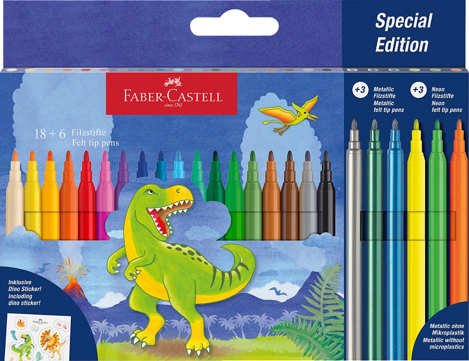 Faber Castell Filzstifte Dino 24 Faben+Sticker