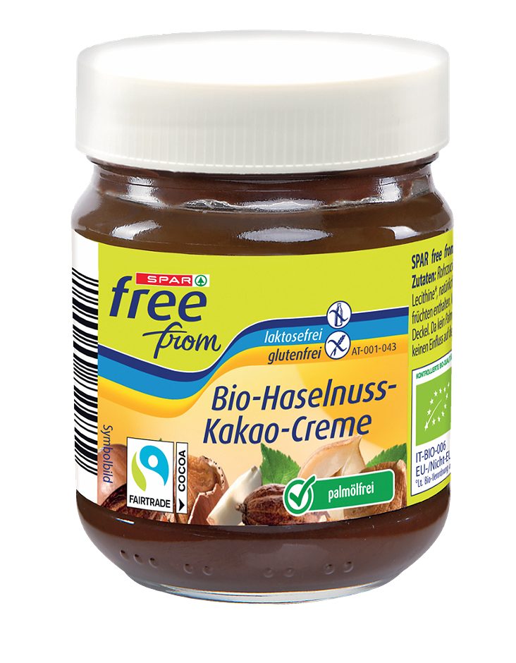SPAR free from Bio-Haselnuss-Kakao-Creme glutenfrei & laktosefrei 200G 200 G