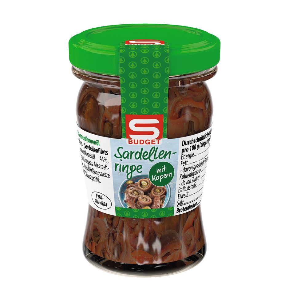 S-BUDGET Gesalzene Sardellenfilets mit Kapern 90 G