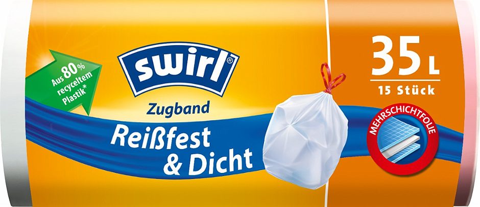 Swirl Müllbeutel mit Zugband 35 Liter