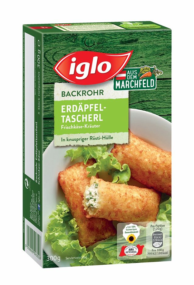 Iglo Erdäpfeltascherl Frischkäse-Kräuter 5 Stück 300 G