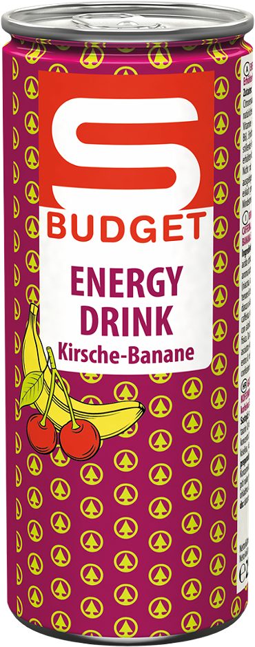 S-BUDGET Energy Drink Kirsche-Banane 250 ML EINWEG mit Pfand