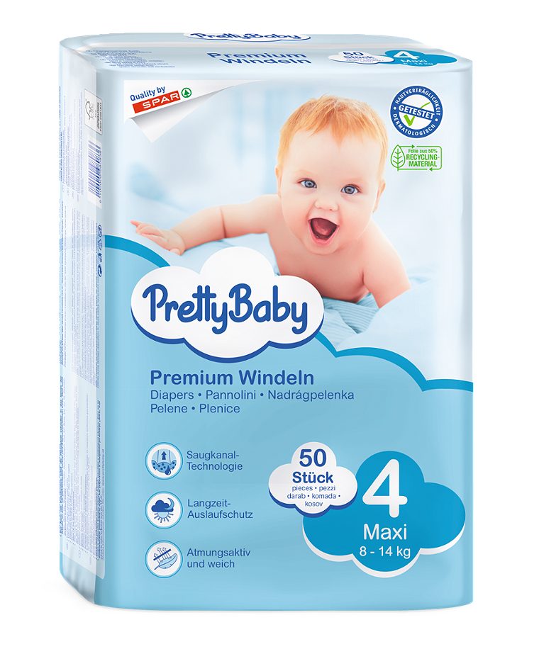 Pretty Baby Premium Windeln Maxi Gr. 4 (8-14 kg) 50 Stück