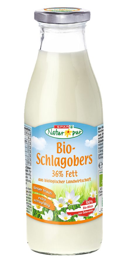 SPAR Natur*pur Bio-Schlagobers 36% Fett 0,5 L MEHRWEG