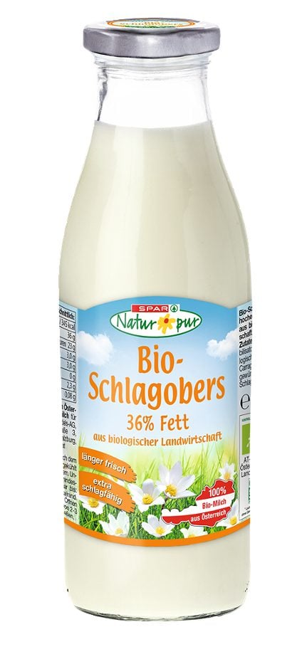 SPAR Natur*pur Bio-Schlagobers 36% Fett 0,5 L MEHRWEG
